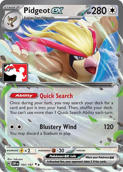 Pidgeot ex Series 4/5/6 164/197 (Prize Pack Series Cards)  - Holofoil