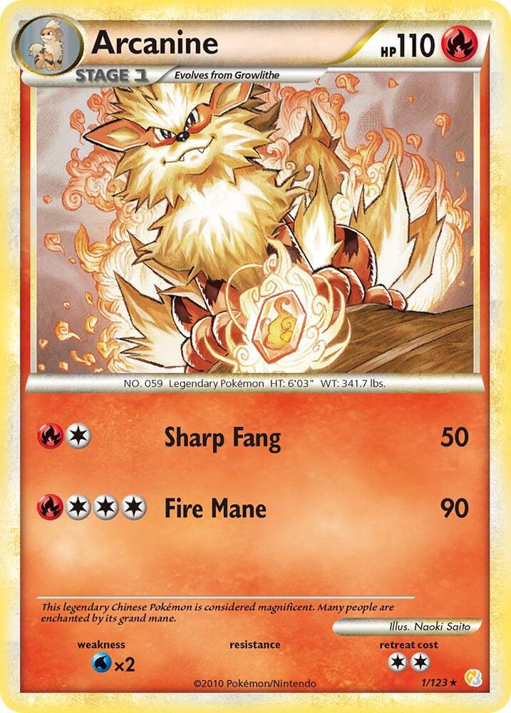 Arcanine 1/123 (HeartGold SoulSilver)  - Holofoil