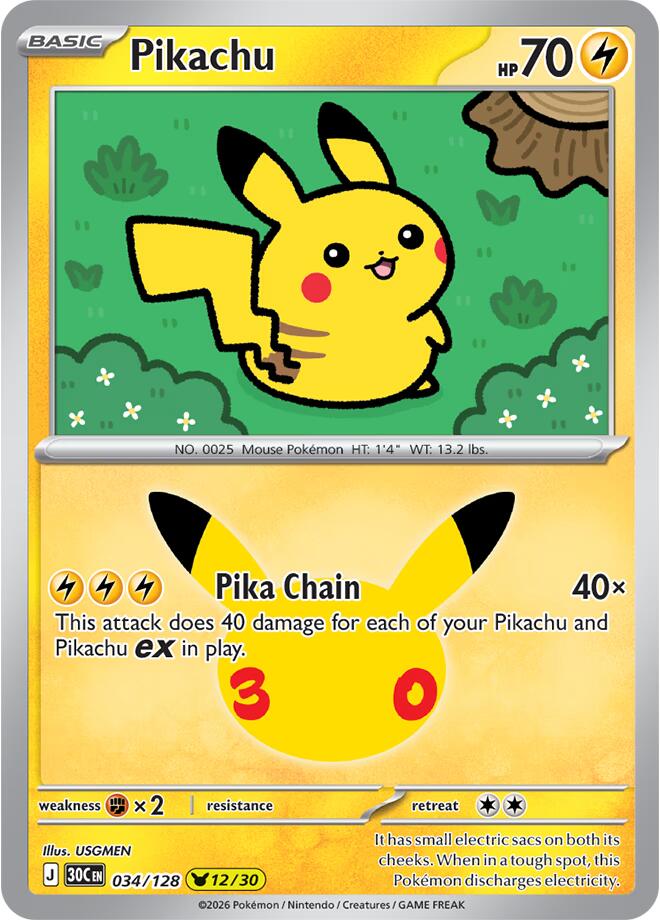 Pikachu 034/128 (ME: 30th Celebration)  - Holofoil