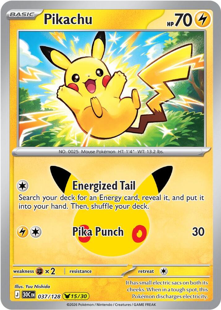 Pikachu 037/128 (ME: 30th Celebration)  - Holofoil