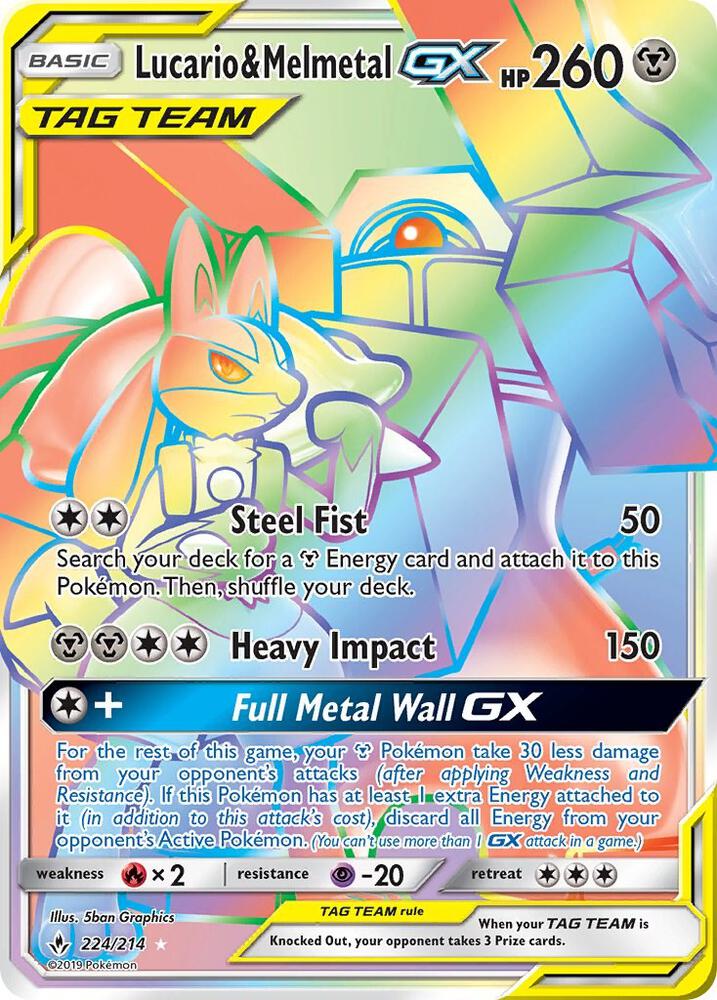 Lucario & Melmetal GX 224/214 (SM - Unbroken Bonds)  - Holofoil