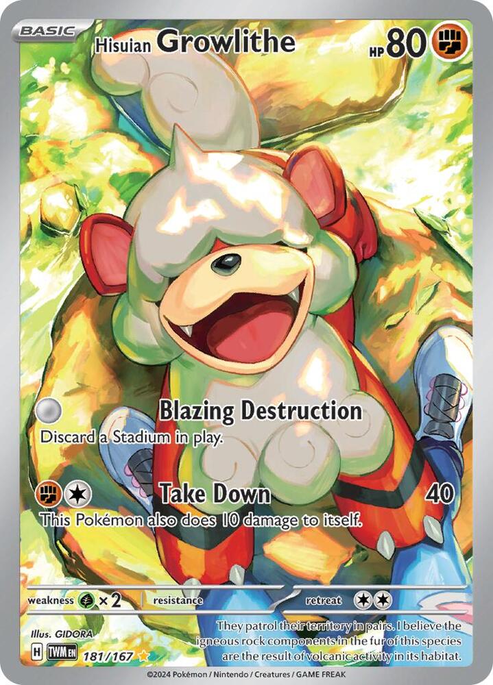 Hisuian Growlithe 181/167 (SV06: Twilight Masquerade)  - Holofoil