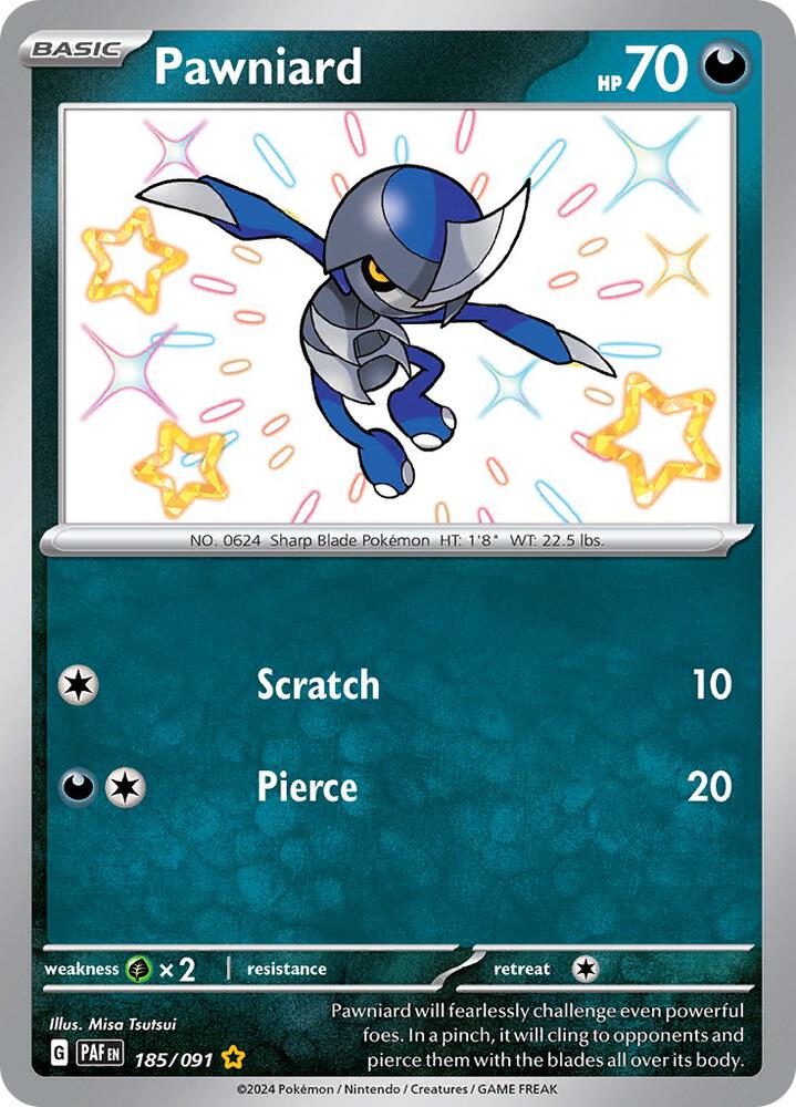 Pawniard 185/091 (SV: Paldean Fates)  - Holofoil