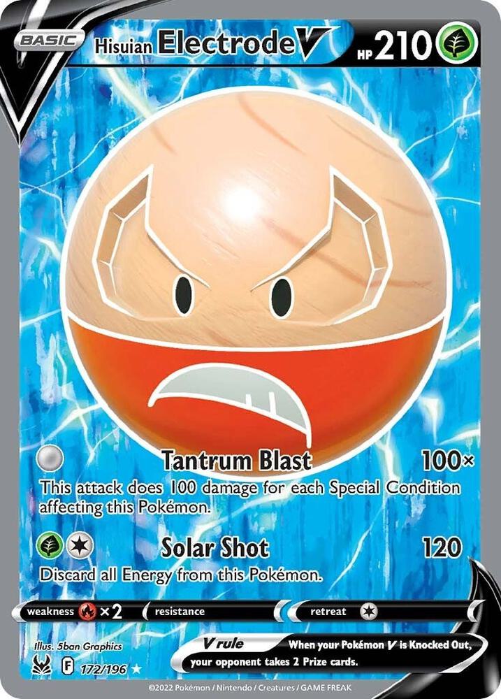 Hisuian Electrode V 172/196 (SWSH11: Lost Origin)  - Holofoil