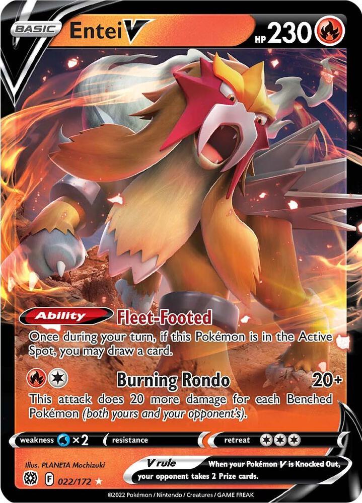Entei V 022/172 (SWSH09: Brilliant Stars)  - Holofoil