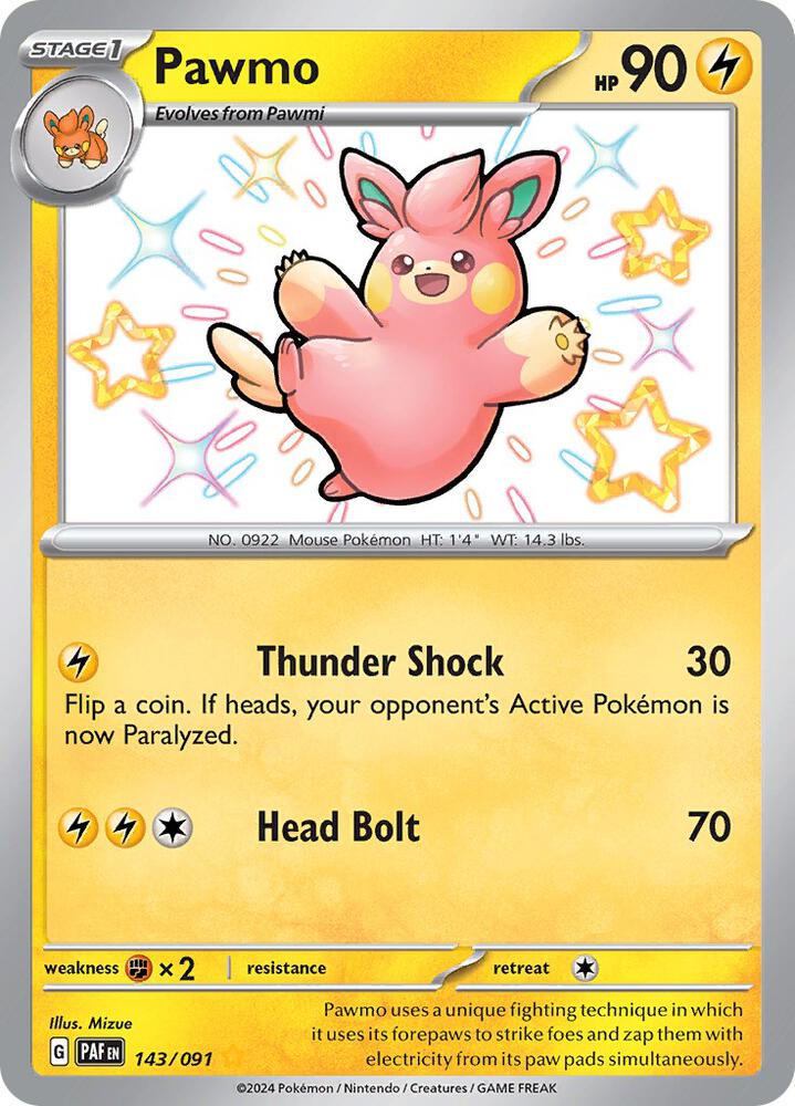 Pawmo 143/091 (SV: Paldean Fates)  - Holofoil
