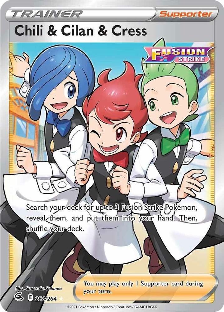 Chili and Cilan and Cress 258/264 (SWSH08: Fusion Strike)  - Holofoil
