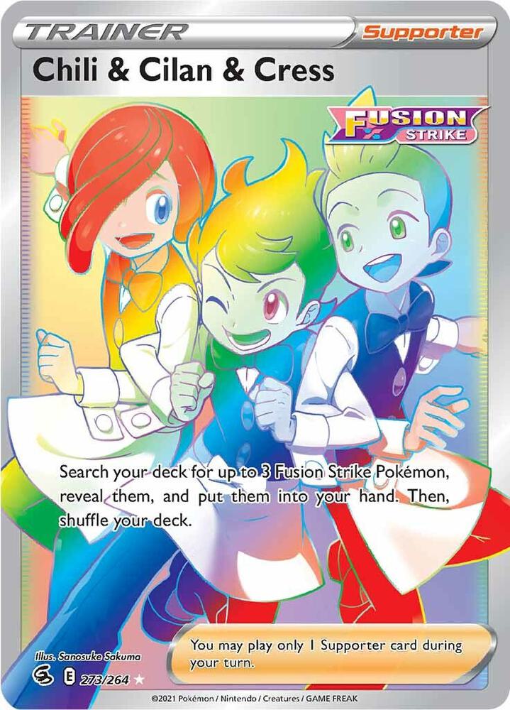 Chili and Cilan and Cress Secret 273/264 (SWSH08: Fusion Strike)  - Holofoil
