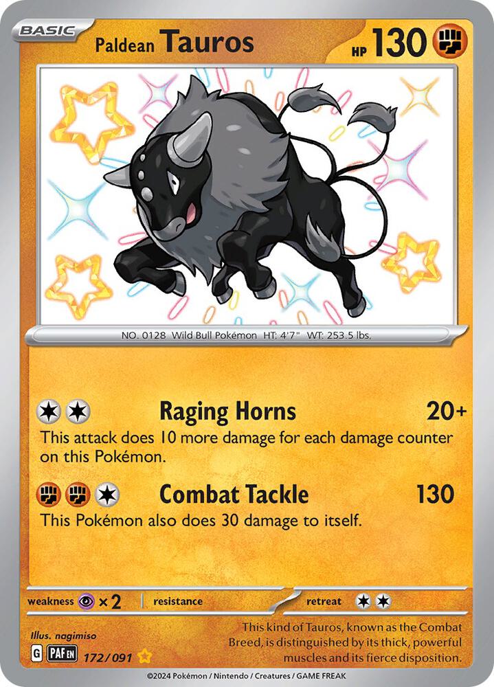 Paldean Tauros 172/091 (SV: Paldean Fates)  - Holofoil