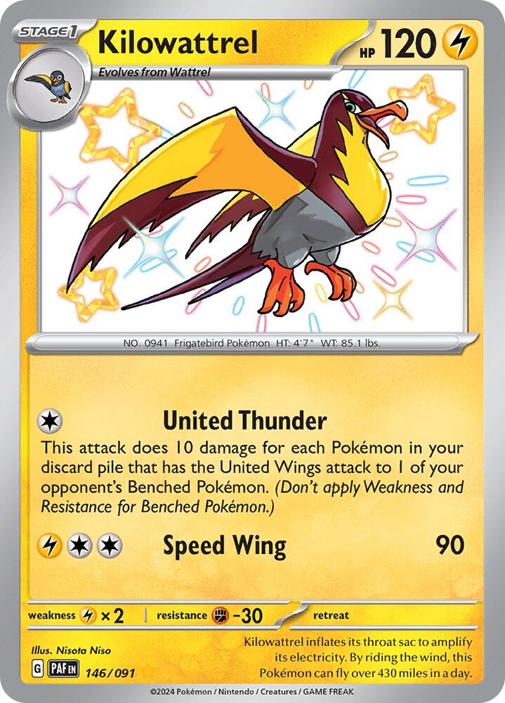 Kilowattrel 146/091 (SV: Paldean Fates)  - Holofoil