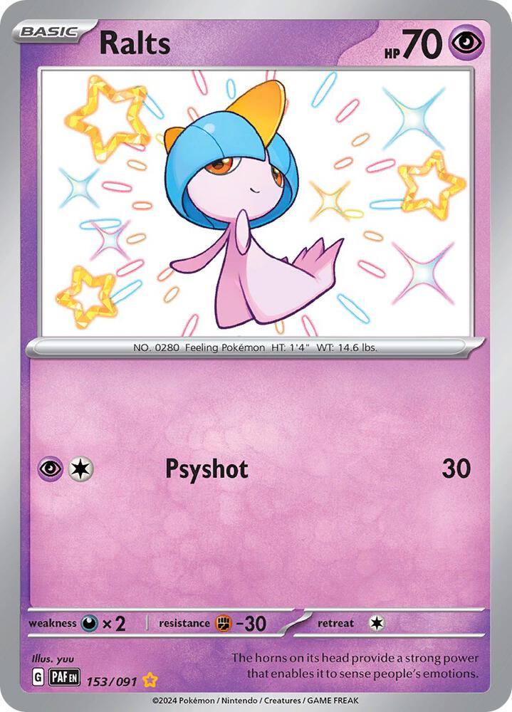 Ralts 153/091 (SV: Paldean Fates)  - Holofoil