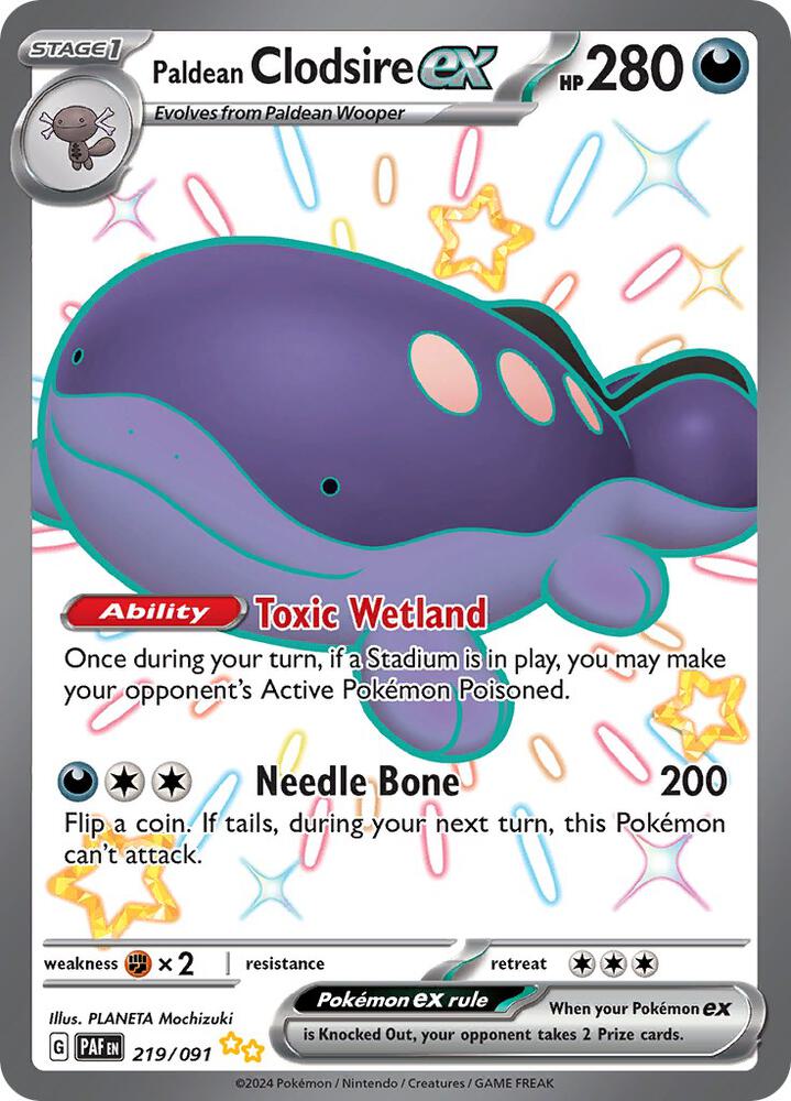 Paldean Clodsire ex 219/091 (SV: Paldean Fates)  - Holofoil