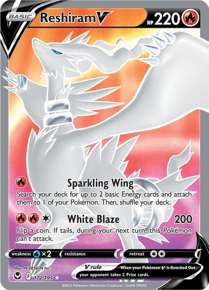 Reshiram V Full Art 172/195 (SWSH12: Silver Tempest)  - Holofoil