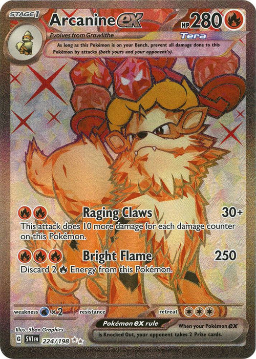 Arcanine ex 224/198 (SV01: Scarlet & Violet Base Set)  - Holofoil