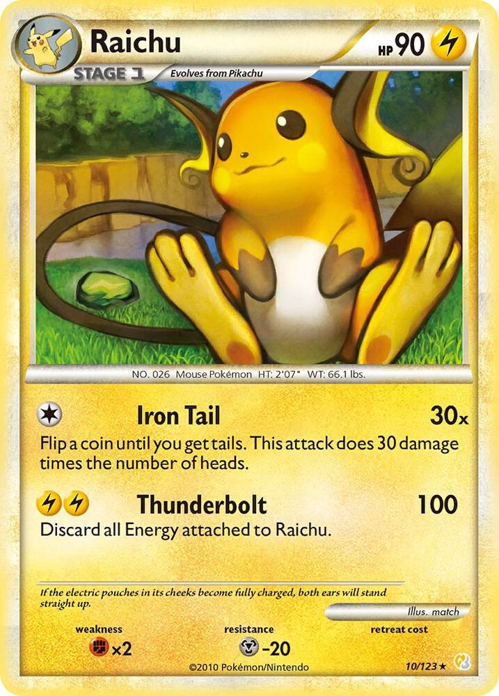 Raichu 10/123 (HeartGold SoulSilver)  - Holofoil