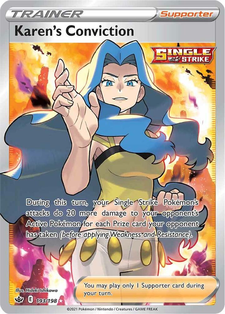 Karen's Conviction 193/198 (SWSH06: Chilling Reign)  - Holofoil