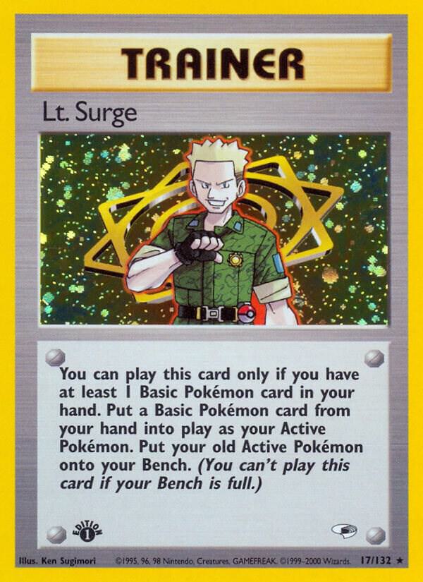 Lt. Surge 017/132 (Gym Heroes)  - 1st Edition Holofoil