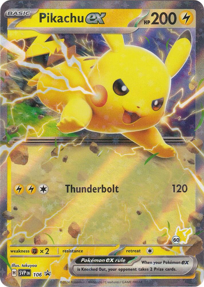 Pikachu ex - Pikachu Stamped 60 106 (Battle Academy 2024)  - Holofoil