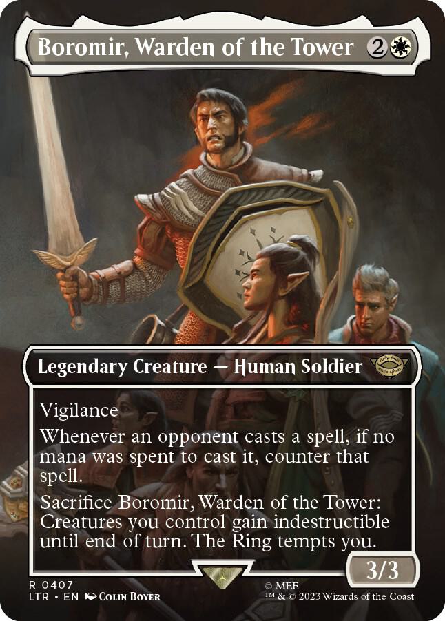 Boromir, Warden of the Tower 407/281 (Universes Beyond: The Lord of the Rings: Tales of Middle-earth)  - Borderless Foil